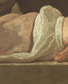 Chardin, Soap Bubbles, 1733. Oil painting alternating between original and markup showing wet-on-dry layering technique in the boy's jacket and shirt.