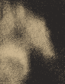 Seurat, Roses in a Vase, 1881–83. Conté crayon drawing alternating between original and markup showing stumping and blending techniques that model delicate tonal transitions.